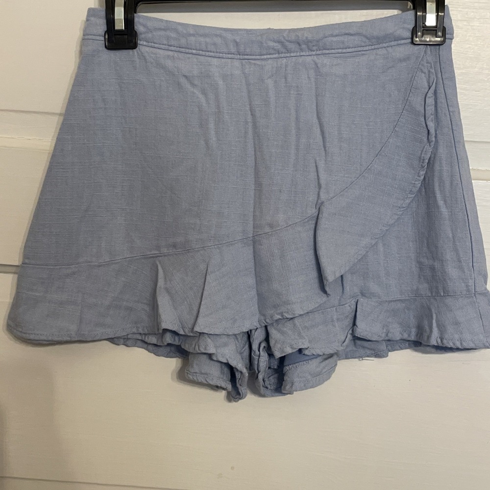 Altar'd State Blue Linen Ruffle Skort‎ XS